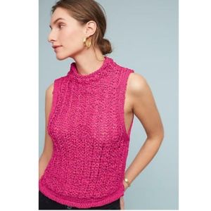 Moth Anthro Cabled Knit Shell Mock Neck Tank